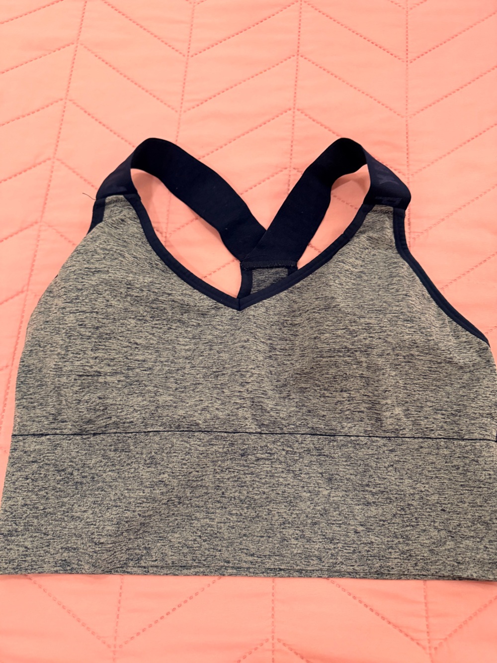 PINK Victoria's Secret Grey Sports Bralette with Navy Crossback